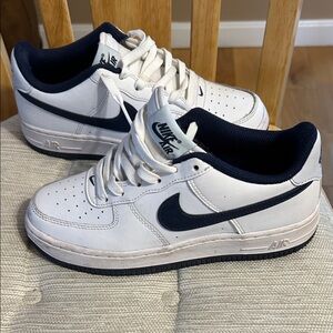 Nike Air Force Custom Boys White and Navy Sneakers. Lightly worn, size 4.5